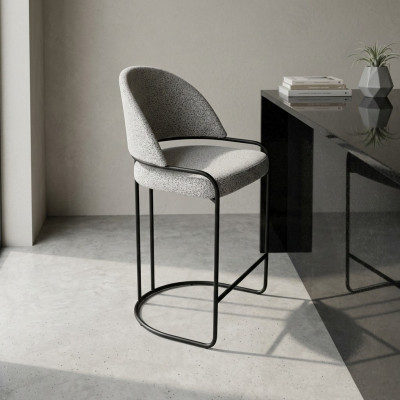 Gray bar stool with stainless steel legs dining chair high design chairs