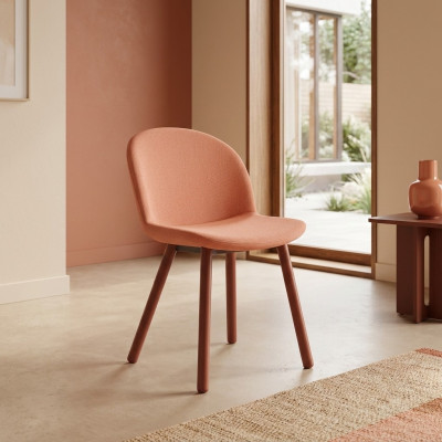 Bright Orange Upholstered Chair with Wooden Legs Designer Chairs Dining Room Furniture
