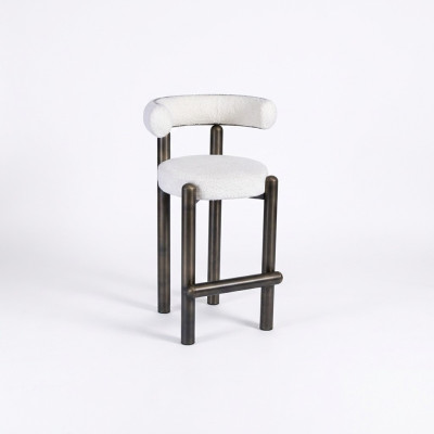 Designer white bar stool with stainless steel legs luxury single-seater bar furniture