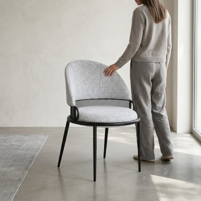 White dining chair luxury chairs upholstered single-seater textile style furniture