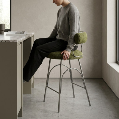 Olive green bar stool luxury armchair designer armchair upholstered furniture