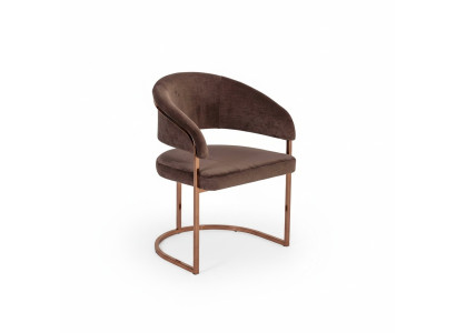Brown luxury dining chair modern upholstered seat textile furniture new