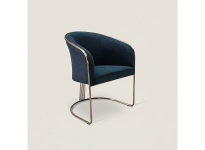 Blue stainless steel armchair luxury single-seater upholstered chair with armrests recliner
