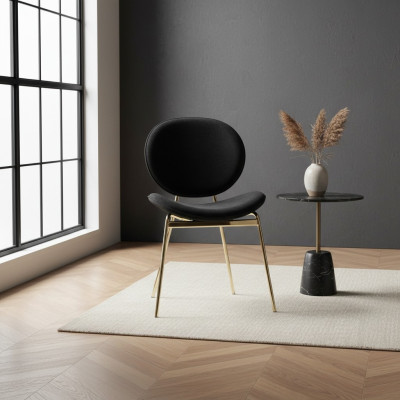 Black designer chair with stainless steel legs Modern dining chairs