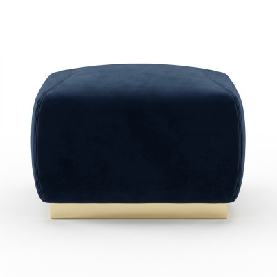 Designer luxury blue stool with stainless steel edge upholstery textile furniture new