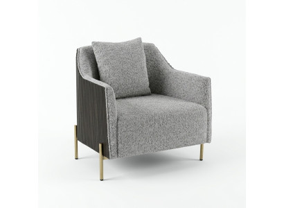 Gray single luxury armchair stainless steel legs living room furniture wooden frame