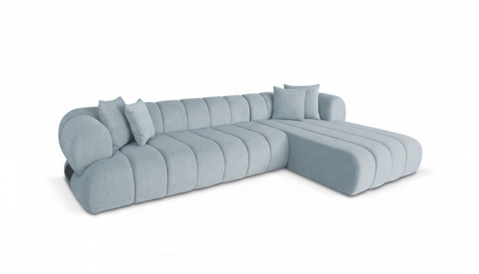 Gray fabric corner sofa L-shape couch designer upholstery furniture wooden frame