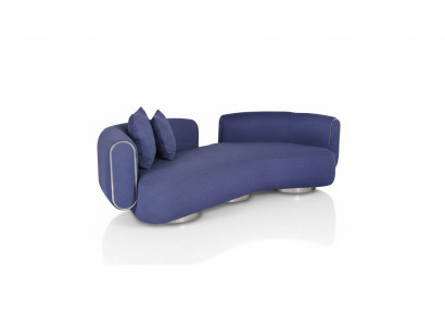 Blue three-seater luxury couch modern seating furniture living room