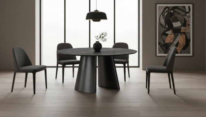 Designer black round table stainless steel furniture dining table luxury tables