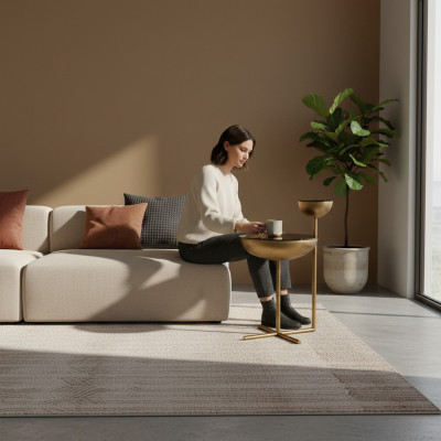 Modern side table with glass top designer round coffee table style