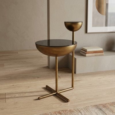 Modern side table with glass top designer round coffee table style