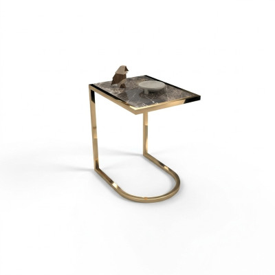 Luxury side table designer coffee table stainless steel with glass top