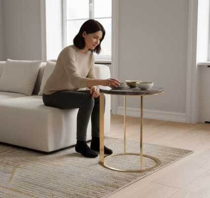 Round marble side table designer coffee table living room table new
