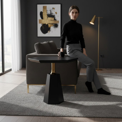 Stylish Black Hexagonal Side Table Living Room Coffee Table