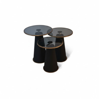 Modern black side table set 3x luxury living room coffee tables new