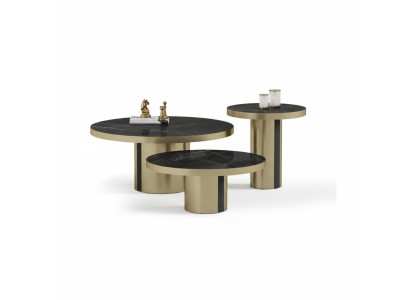 Luxury Coffee Table Set 3x Round Tables Modern Living Room Side Tables New
