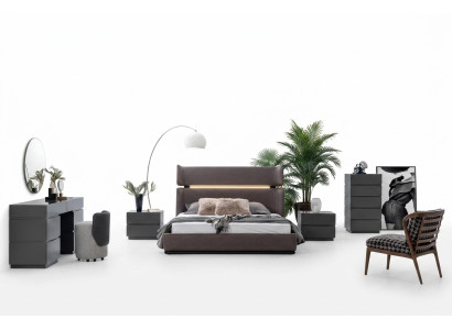 Modern bedroom set 6-piece bed 2x nightstands dresser with mirror