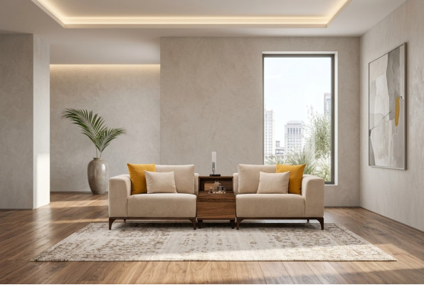 Luxury living room sofa modern design wood with textiles loveseat