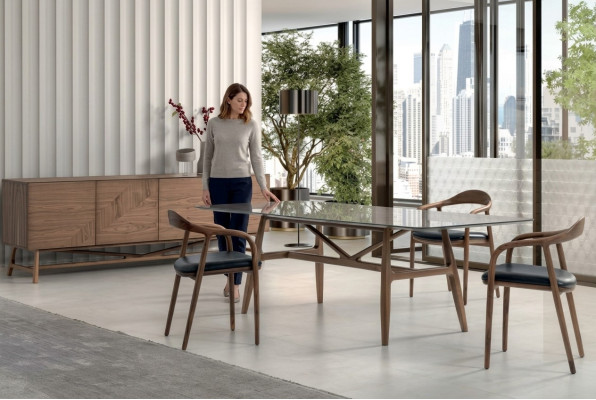 Modern 6-piece dining room set table 4x chairs with sideboard dining suite group