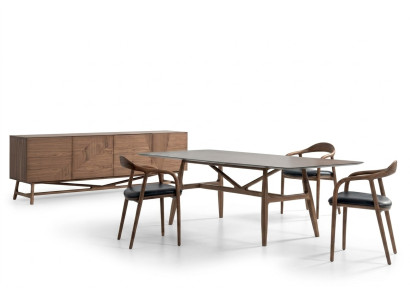 Modern 6-piece dining room set table 4x chairs with sideboard dining suite group