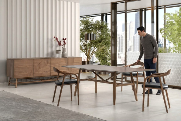 Luxury Dining Room Set 6-piece Dining Suite Dining Group Set Table 4x Chairs with Sideboard