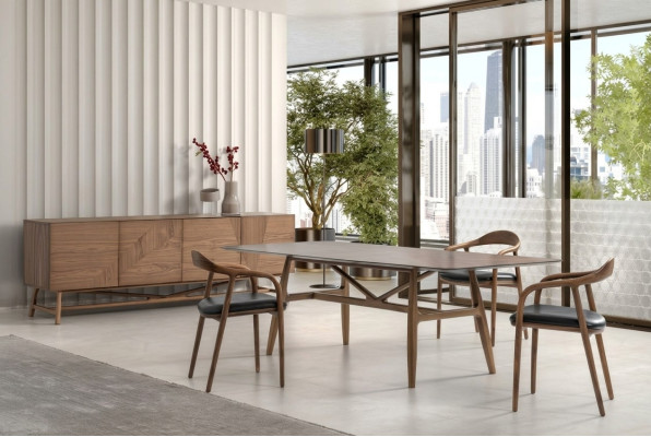 Luxury Dining Room Set 6-piece Dining Suite Dining Group Set Table 4x Chairs with Sideboard