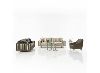 Design Sofa Set 3+2+1 Seater Modern Armchair Luxury Furniture Fabric Gold