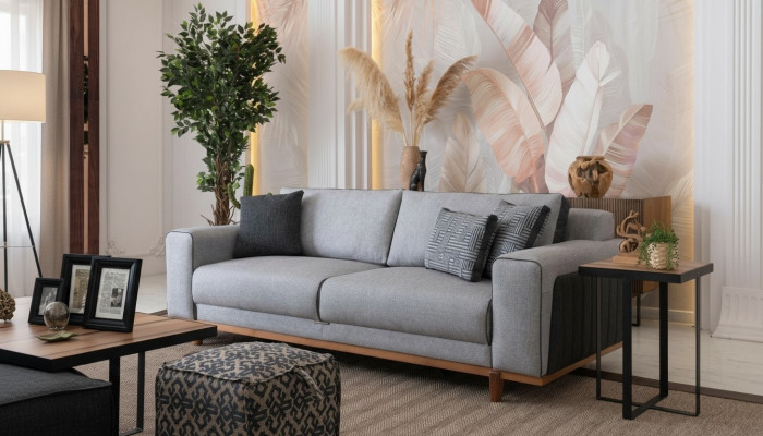 Big Sofa 242cm Couch Upholstery Furniture Sofas Fabric Couch Interior Textile