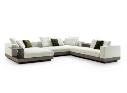 White sectional sofa, U-shaped, luxury style, modern living room sofa lounge.