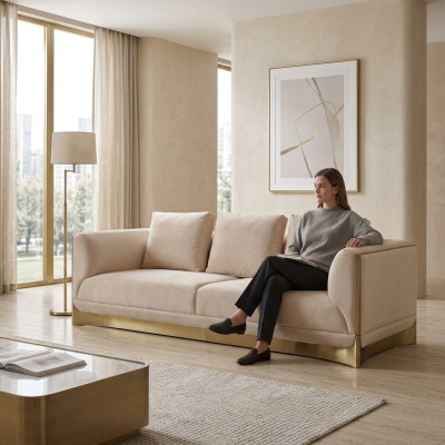 3-seater sofa, living room sofas, luxury style, modern beige couch furniture