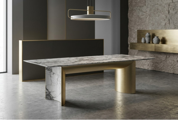 Stylish dining table made of artificial marble, large dining table, new table dining room furniture.