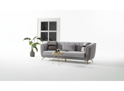 3-seater sofa textile wood modern sofa upholstered couch sofas design luxury grey