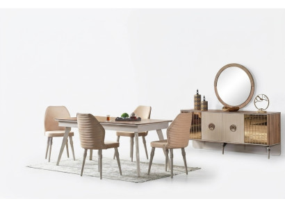 Design Dining Room Complete Dining Table + 6x Chairs Modern Furniture Wooden Table New