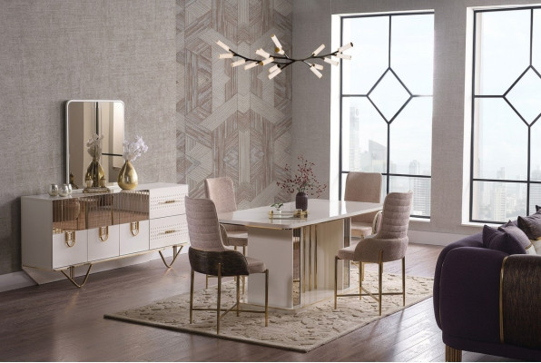 Design dining room complete: dining table + 6 chairs + sideboard furniture wood table new