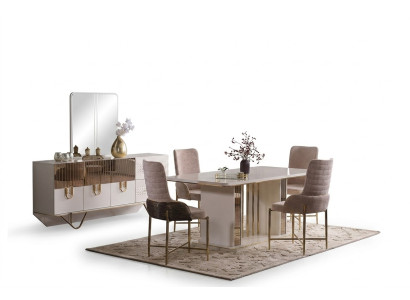 Design dining room complete: dining table + 6 chairs + sideboard furniture wood table new