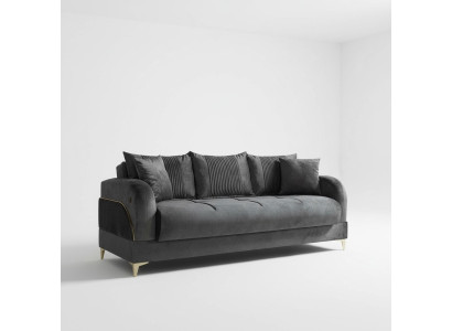 Gray three-seater couch cushion furniture sofas fabric sofas textile with cushions