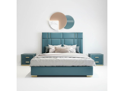 Designer bed bedroom faux leather hotel luxury upholstered furniture designer
