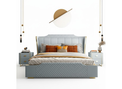 Bed Pillow Design Luxury Double Hotel Beds Bedroom Faux Leather
