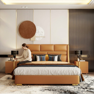 Double bed bedroom bed luxury furniture double hotel furnishing 180x200