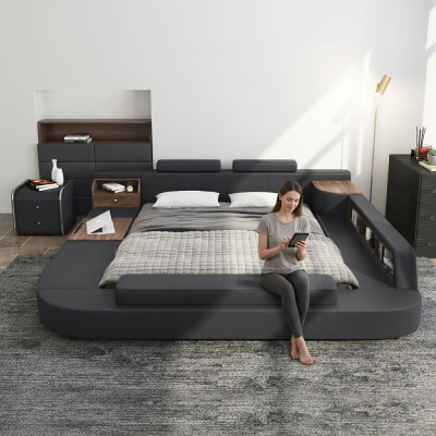 Modern beds hotel multifunction double luxury design bed upholstery