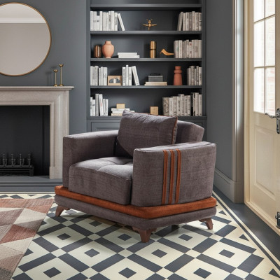 Design Sitter Luxury Armchair Relax Textile Gray Club Chair Modern Luxury