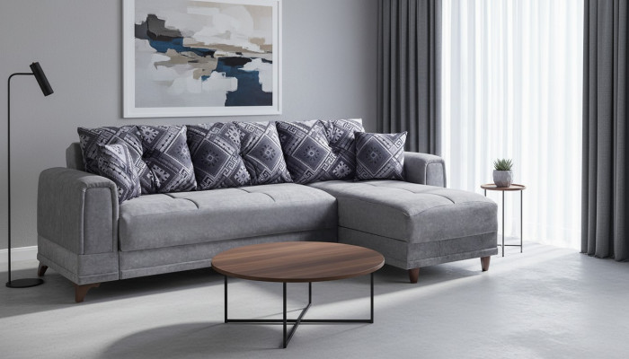 Corner sofa living area gray L-shape corner sofa living room corner sofa modern