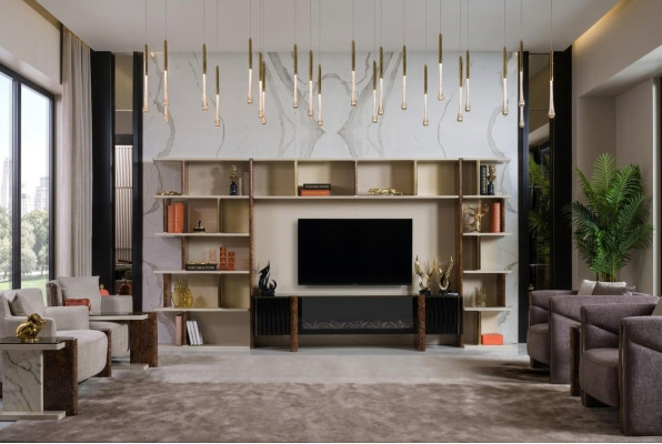Wall units TV wall wood modern style shelf living room furniture cabinet RTV stand