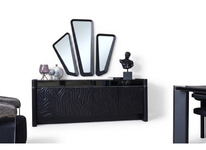 Sideboard 3x Mirror Sideboard Luxury Set Dresser Wood Dressers Modern