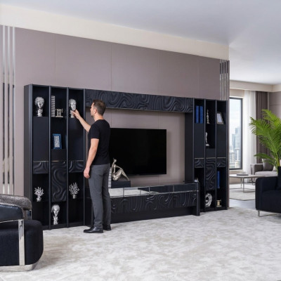Wall unit TV wall wood modern style shelf living room furniture cabinet RTV TV stand