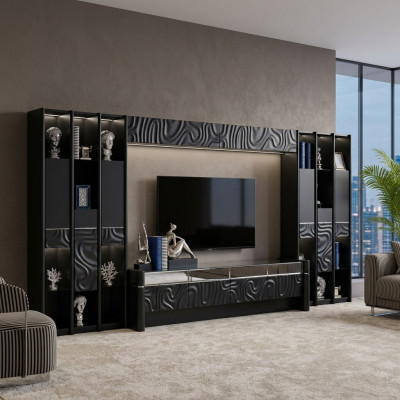 Wall unit TV wall wood modern style shelf living room furniture cabinet RTV TV stand