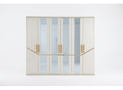 Wardrobe Cabinets Closet Design Wood Beige Gold Modern Furniture 270cm