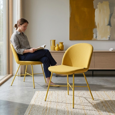 Yellow chair dining room sitter luxury designer textile chairs seat furniture