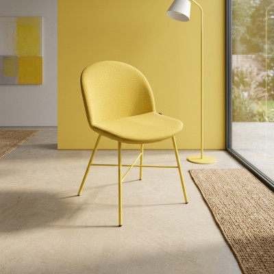 Yellow chair dining room sitter luxury designer textile chairs seat furniture