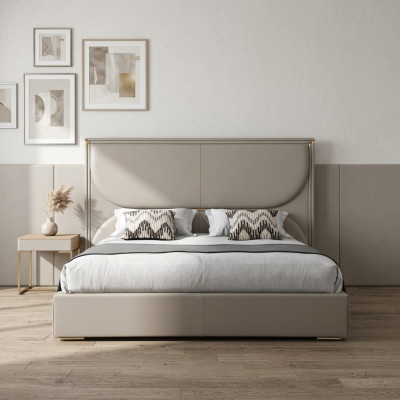 Luxury bedroom bed designer furniture double bed white textile beds wood new
